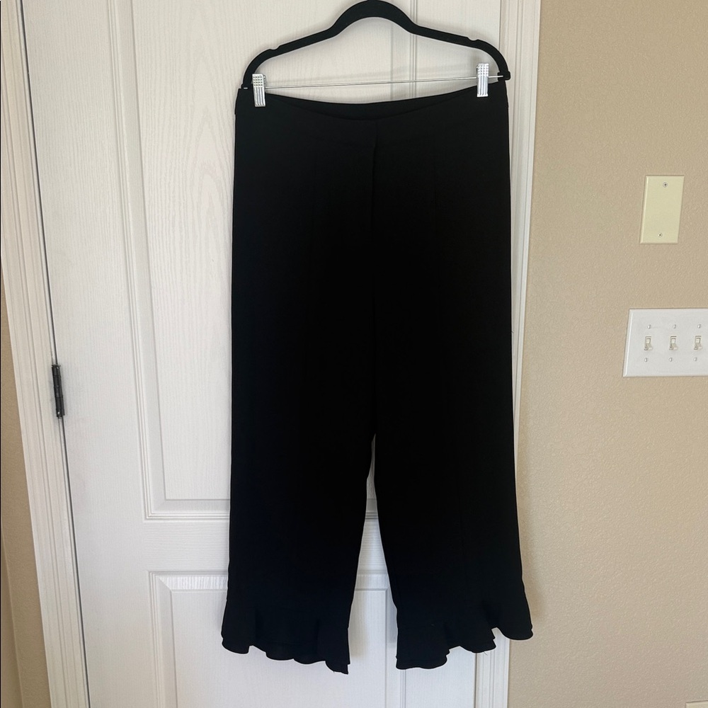 CeCe Black Dress Pants with Ruffle Hem